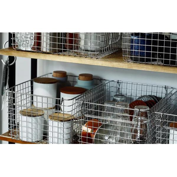 Stainless Steel 2.5mm Wire Mesh Storage Baskets Kitchen Picnic Metal Electroplate