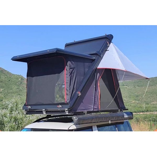 New Camping Aluminum 3 Person Outdoor Hiking Rooftop Roof Top Car Tent Triangle Clamshell Hard Shell Top Roof Tent