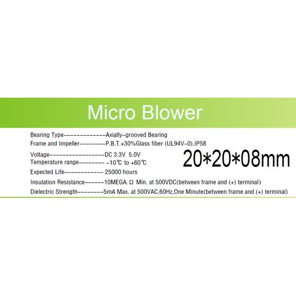 20mm Micro Lightweight DC Blower Fan 0 . 45 / 0 . 66CFM Air Flow