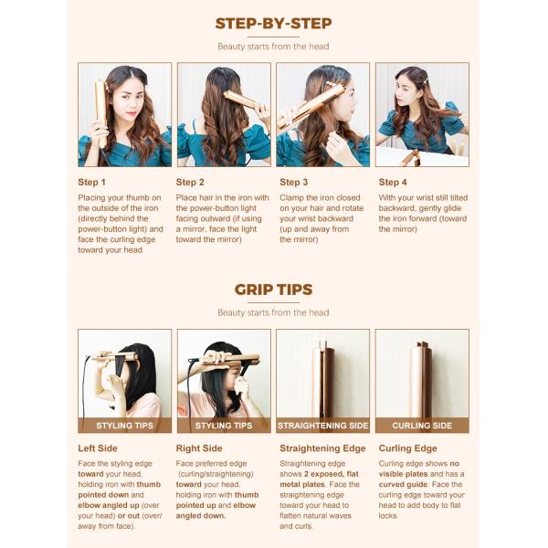 2 в 1 завивая плите титана СИД раскручивателя волос утюга и аниона двойной керамической