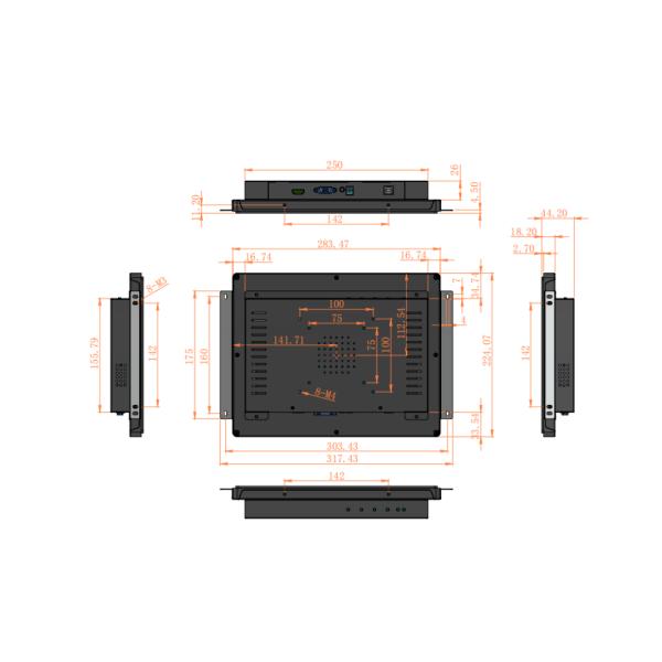 12.1Inch High Resolution 1024*768 PCAP Touch Monitor JB121MT-M350  for Industry Application