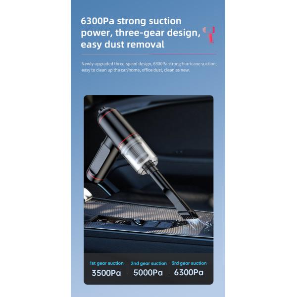 Powerful 4 in 1 Car Vacuum Cleaner with 6000PA Suction LED Lights and USB Power Source