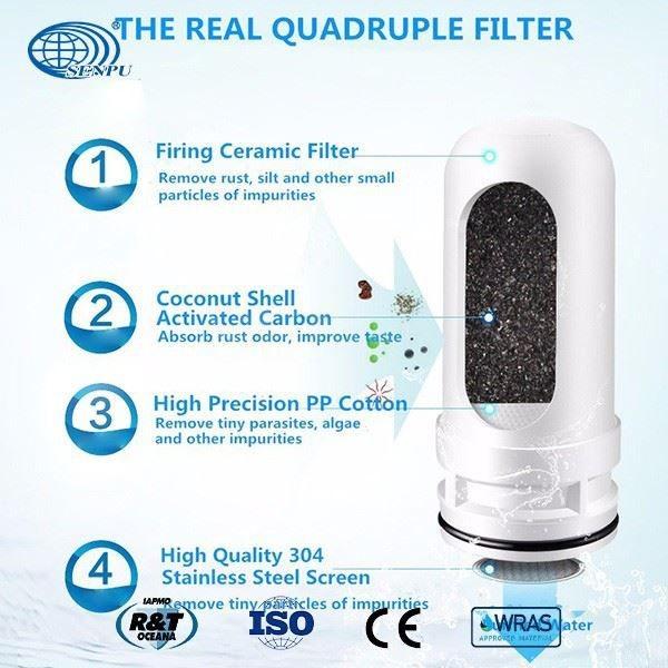 Commercial Household Tap Faucet Water Purifiers 2L/ Min 0.5μM Rustproof