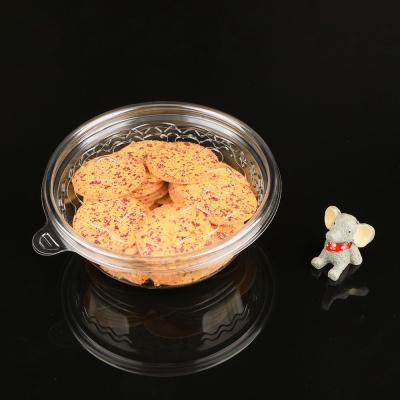 Caixa plástica descartável do alimento das tortas claras das cookies em volta das saladas das sobremesas