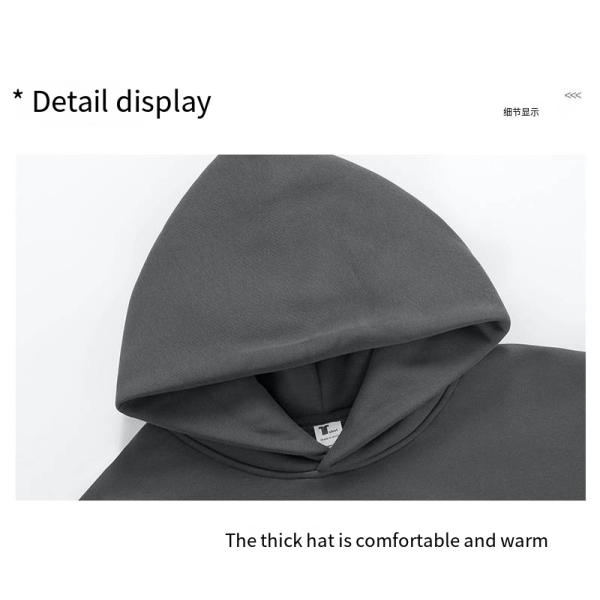 Winter Plain Hoodies Men's Hoodie Thick Tight Fleece Drop Shoulder Hoodie Cotton XS-4XL 480g