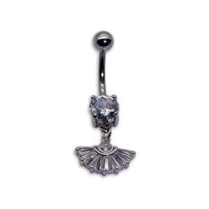 Fan Shape Dangle Silver Belly Button Ring Rhombic surgical steel OEM ODM