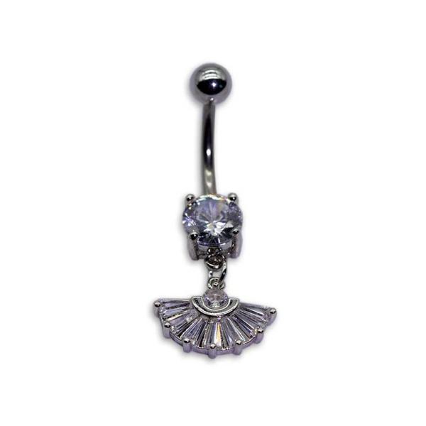 Fan Shape Dangle Silver Belly Button Ring Rhombic surgical steel OEM ODM