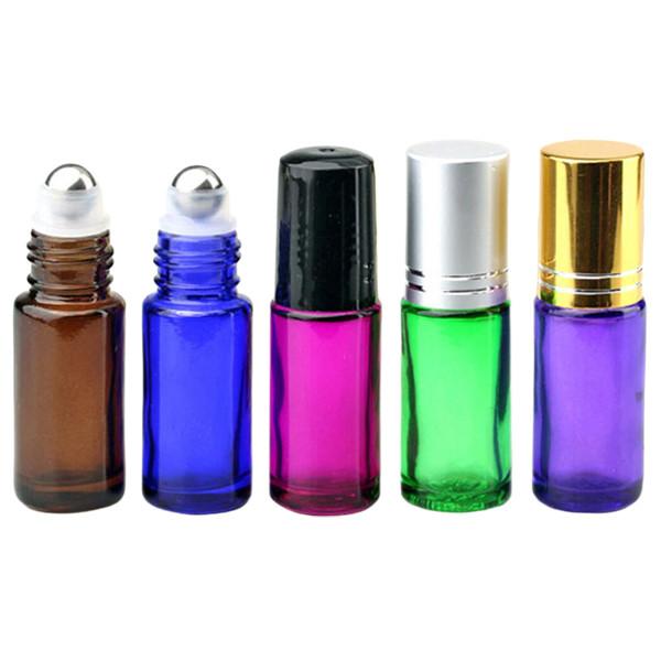 O rolo do vidro geado de óleo essencial engarrafa 4ml 6ml 8ml 10ml com rolo de aço inoxidável