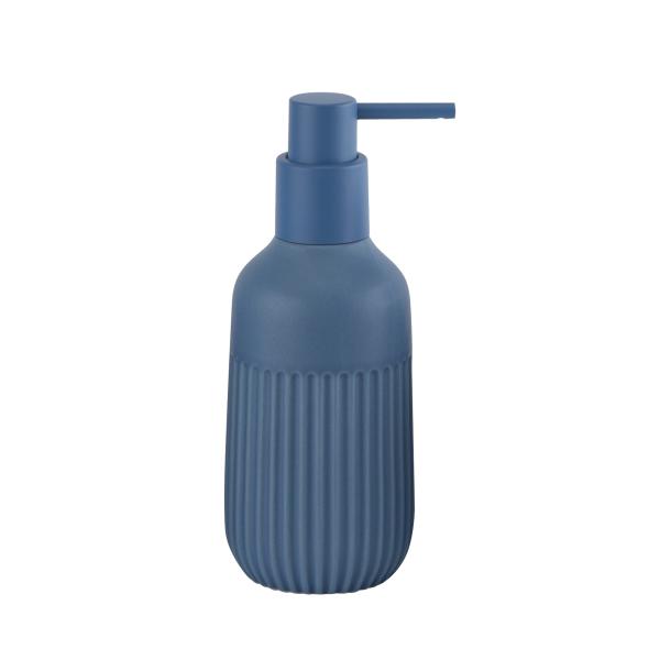 Accessoires de salle de bain en céramique bleue en forme ronde avec bande verticale