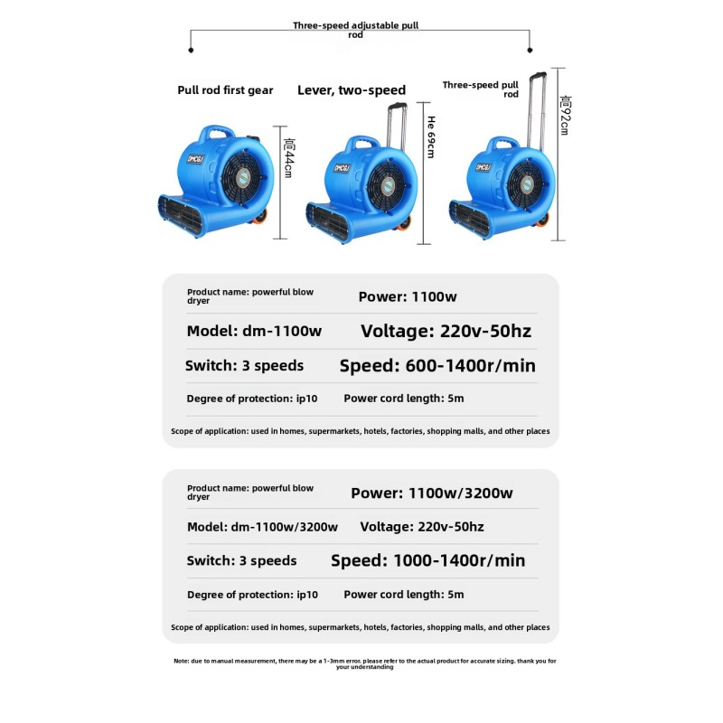 3200W Commercial High-Power Hot and Cold Air Dryer for Hotel, Carpet, and Floor Dehumidification