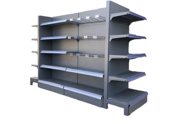 Wear Resistant 750mm Supermarket Display Racks Double Sided Gondola Shelving