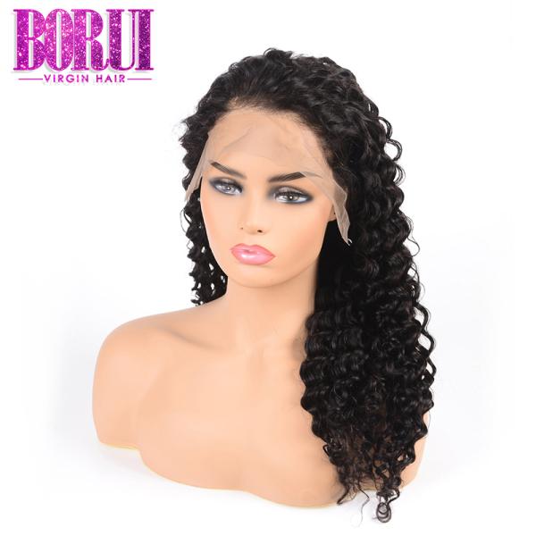 Breathable 360 Lace Frontal Wig Brazilian Human Hair Deep Curly Durable Swiss Lace