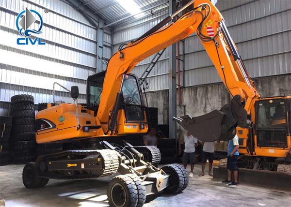 Yellow Colour Wheel Crawler Excavator Backhoe 0.3m3 Bucket Capacity 2200rpm