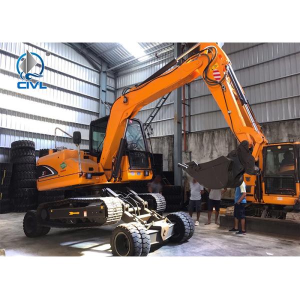Yellow Colour Wheel Crawler Excavator Backhoe 0.3m3 Bucket Capacity 2200rpm