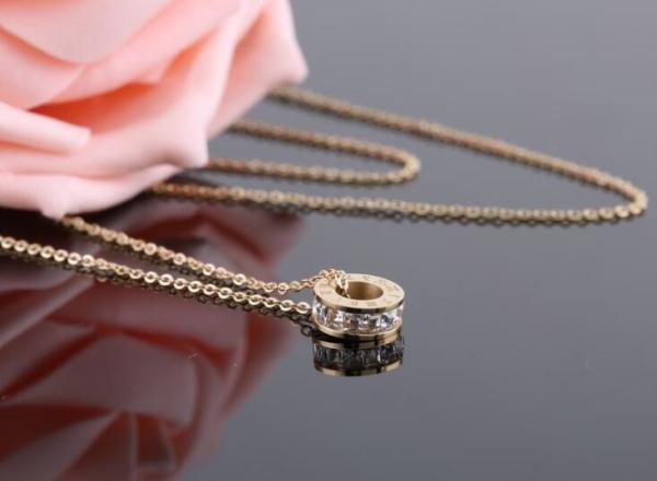 Rome Number Pendant Necklace Diamond Stainless Steel Jewelry Rose Gold Fashion color Necklace