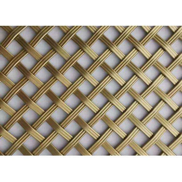 Custom Architectural Metal Mesh Gold Finish Stainless Steel Woven Architectural Panel