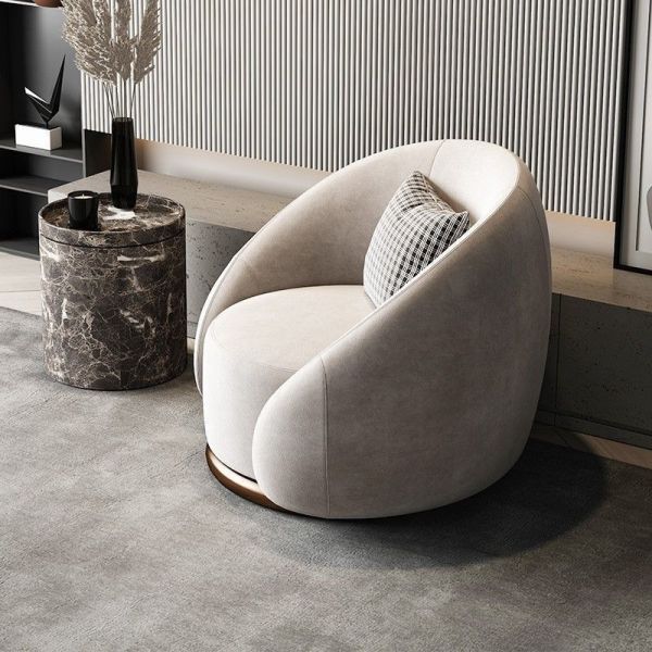 Modern Leisure Lounge Sofa Chair Lazy Swivel Accent Chair Rotatable Single Seat Round Velvet Fabric Sofa Chair for Living Room