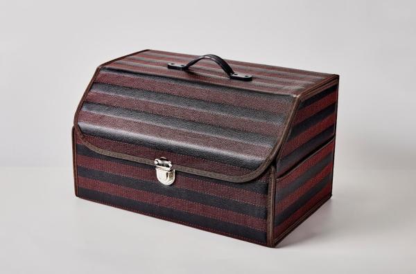 PU Wooden Black Auto Storage Organizer , Trunk Storage Organizer 50 * 32 * 30cm