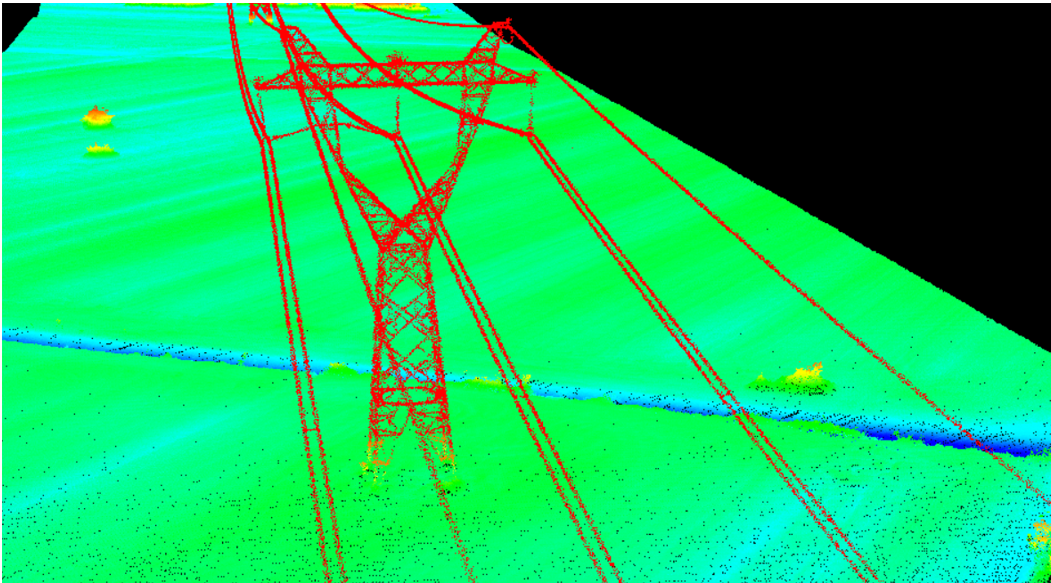 Инспекция линий электропередач Аэрофотосъемка БПЛА LiDAR Картографирование дронов Сбор 3D-данных Цветное облако точек Высокая точность