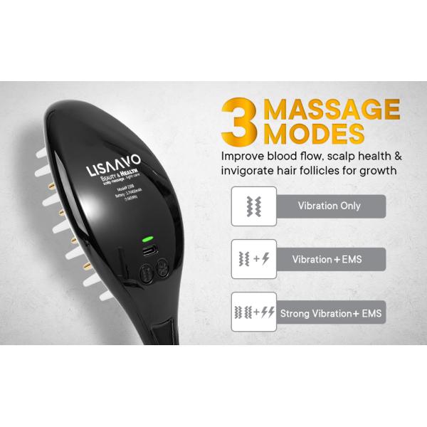 Red LED Hair Growth Therapy Comb 650nm EMS Vibration Hair Brush