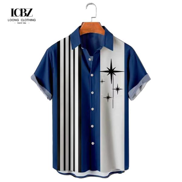 T-shirt de l'été pour homme à col de stand, coco rétro, top 3D, t-shirts de plage