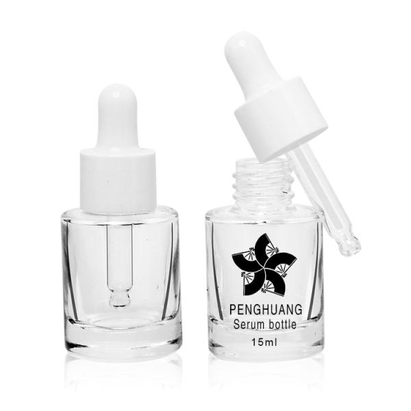 бутылка цилиндра 15ml круглая стеклянная с белой пластиковой капельницей