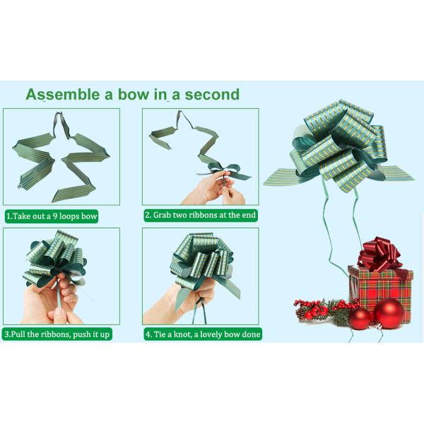 Metallic Rose Gold, Red, Gold, Silver Gift Wrap Pull Bow Set, 6 Inch Large 4'' , Assorted Ribbon For Gift Basket