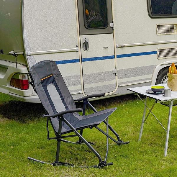 Black Mesh Back High Back Folding Camping Chair for Outdoor Activities Supports 130kg