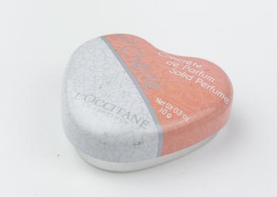 emballage solide de parfum de mini de boîte en fer blanc de 5g 10g forme en aluminium de coeur avec le couvercle de vis