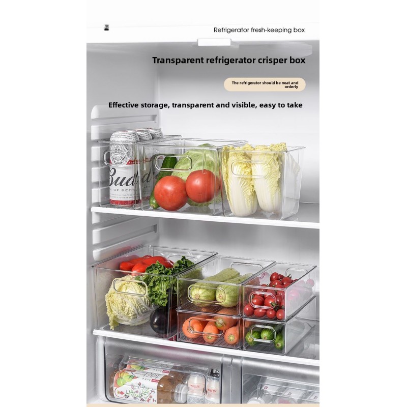 Clear Plastic Stackable Storage Bins Rectangular Produce Organizers for Fridge Kitchen Pantry Transparent Fruit Vegetable Basket
