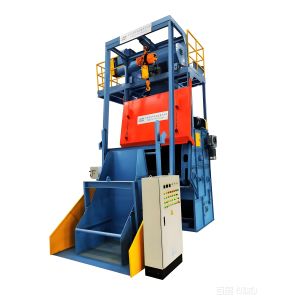Two Blast Wheels Tumble Drum Shot Blasting Machine With Rubber Belt Apron For