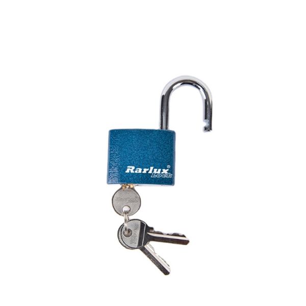Rarlux High Security Durable Decentered Solid Blue Color Plastic Painted Hardened Steel Iron Padlock Solid Brass Cylinder Key
