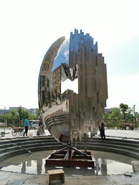Large Stainless Steel Sculpture Mirror Brushed Surface Mirror Polished Stainless Steel