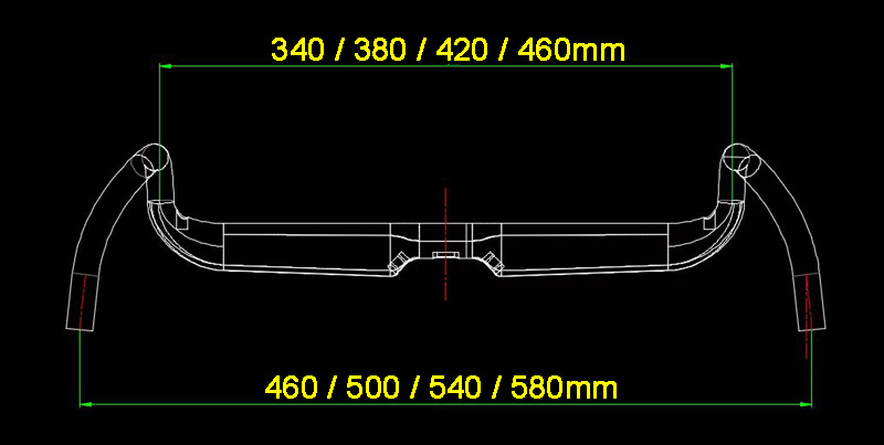 ШИРИНА 1 340/380/420/460MM Handlebar гравия сажи ((W1 C-C)