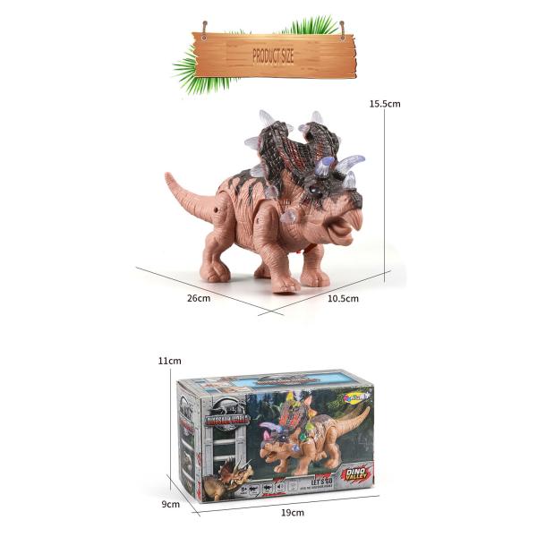 Finished Goods PVC Children's Toy Electric Dinosaur Triceratops with Sound and Light