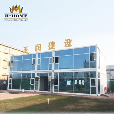 Escritório modular do recipiente da casa pré-fabricada do canteiro de obras com parede de vidro