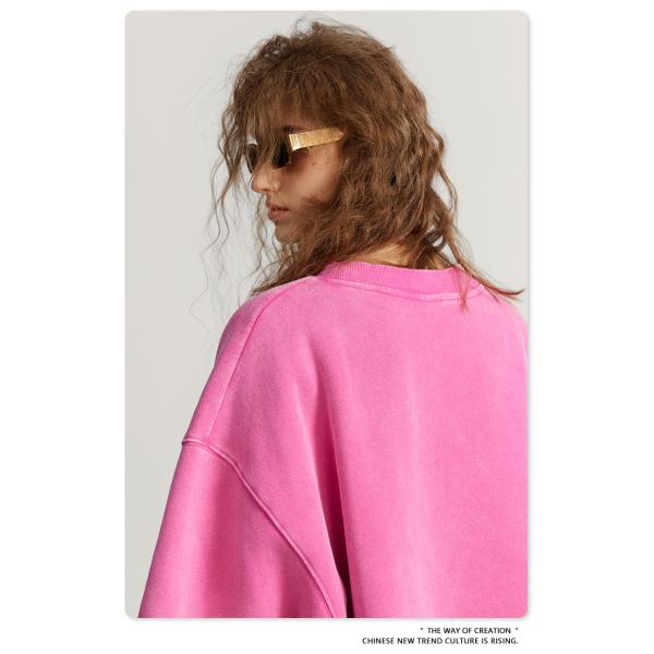 Oversized Crewneck Sweatshirt Womens Unisex Plain Embroidery Printing Acid Wash Blank 100% Cotton