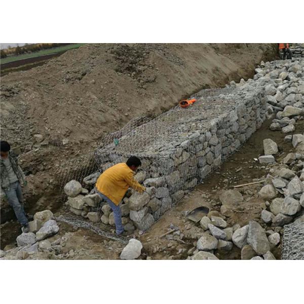 Шестиугольные тюфяки утеса Габион формы, пластмасса покрыли корзины провода