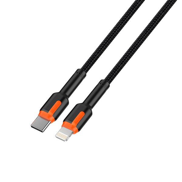 CC60W / CL27W Black 3A Braided Charging Cable 1M / 2M Customized For Mobile Phone