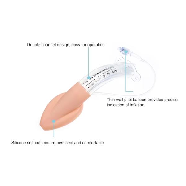 Good Sealability Medical Grade Double Lumen Silicone Laryngeal Mask Airway 