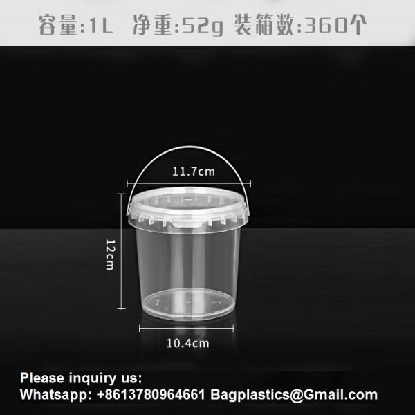 Bucket With Lid, Clear Bucket, Plastic Food Storage Container, Ice Cream Bucket, Reusable Container, Plastic Bucket, Tub With Lid, Storage Container, Round Plastic Pail, BPA Free, Pail With Handle