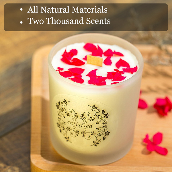 Frosted White Glass Scented Jar Candle With Metal Gold Lid For Luxury Gift Set