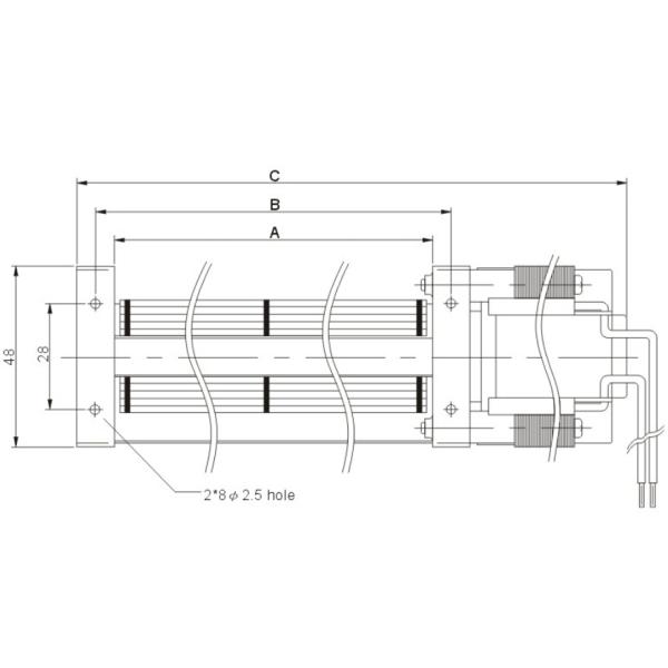 DC 12V 24V 190mm Metal Impeller Tangential Cross Flow Fans