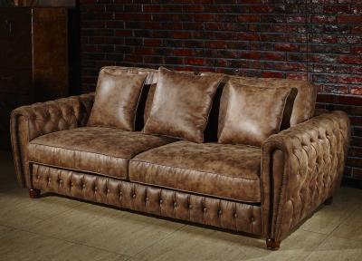 Soft Vintage Fabric 2 Seater Leather Sofa Durable Linen For Living Room