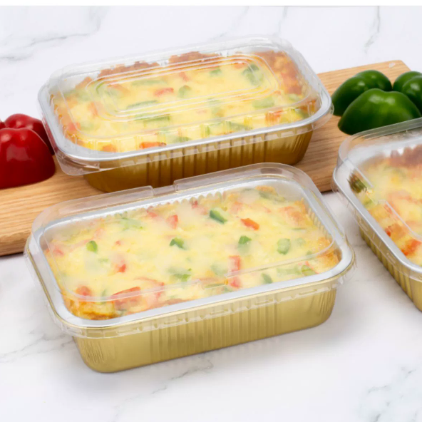 Restaurant Bakery Gold-color Baking Aluminum Foil Tray Container for Food Cooking
