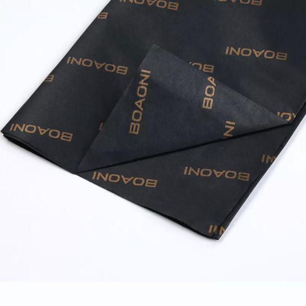 Lenço de papel de embrulho de papel de presente preto de feliz aniversário de Natal logotipo personalizado para roupas de sapato