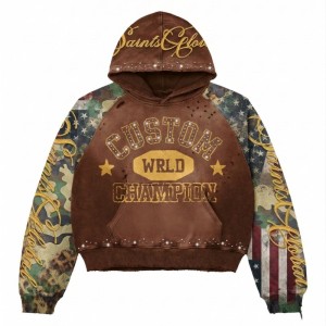 OEM Custom Heavyweight Wash Graphic Cropped Boxy Hoodie Vendor