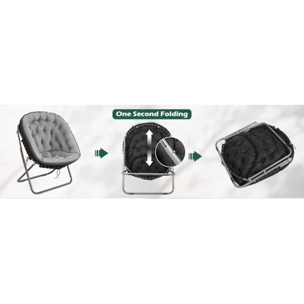 Folding Moon Chair - Large Saucer UFO Chair with Collapsible Metal Frame, Moon Round Camping Chair
