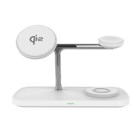 Chargeur sans fil magnétique blanc avec charge rapide de 15 W et fréquence de travail de 110-205 KHz