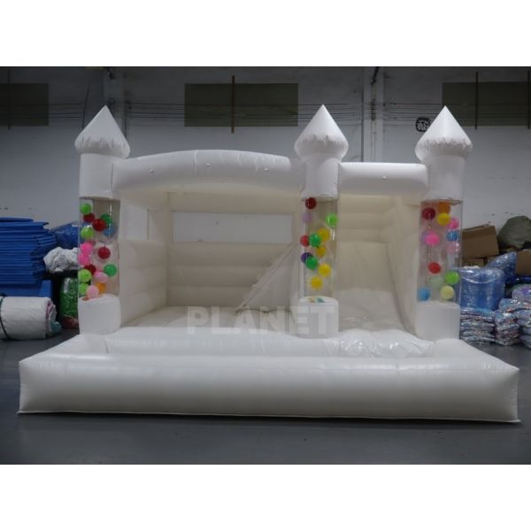 Luxury White Inflatable Combo Bounce House Slide for Backyard
